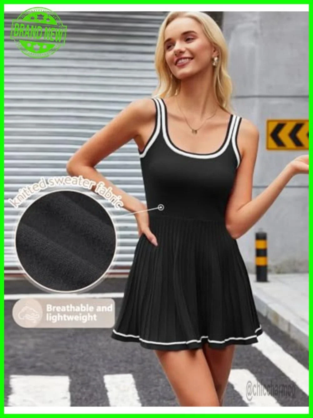 Womens Knit Athletic Tennis Dress Mini Pleated Golf Active Sleeveless